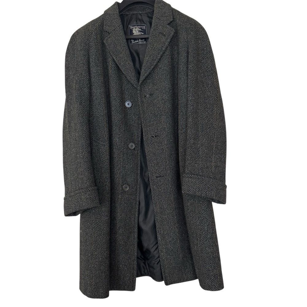 Vintage Burberry Wool Herringbone Overcoat Made In England - Classic Men’s Coat